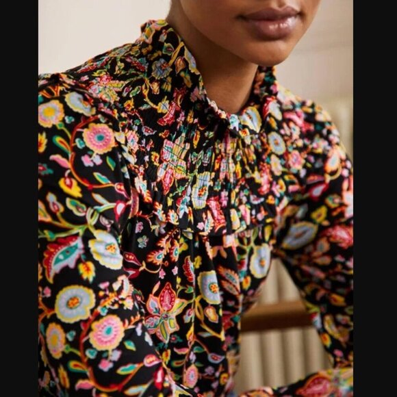 Boden Smocked Neck Jersey Top - Picture 3 of 9